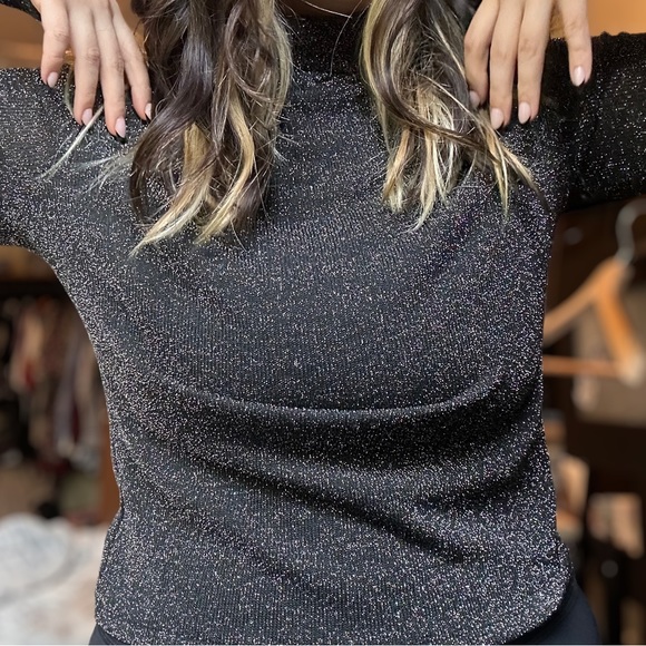 divided H&M sparkly glitter metallic turtleneck large slim fit womens - Picture 3 of 3